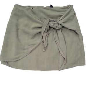 Alya Green Wrap Front Linen Mini Skirt Size Small